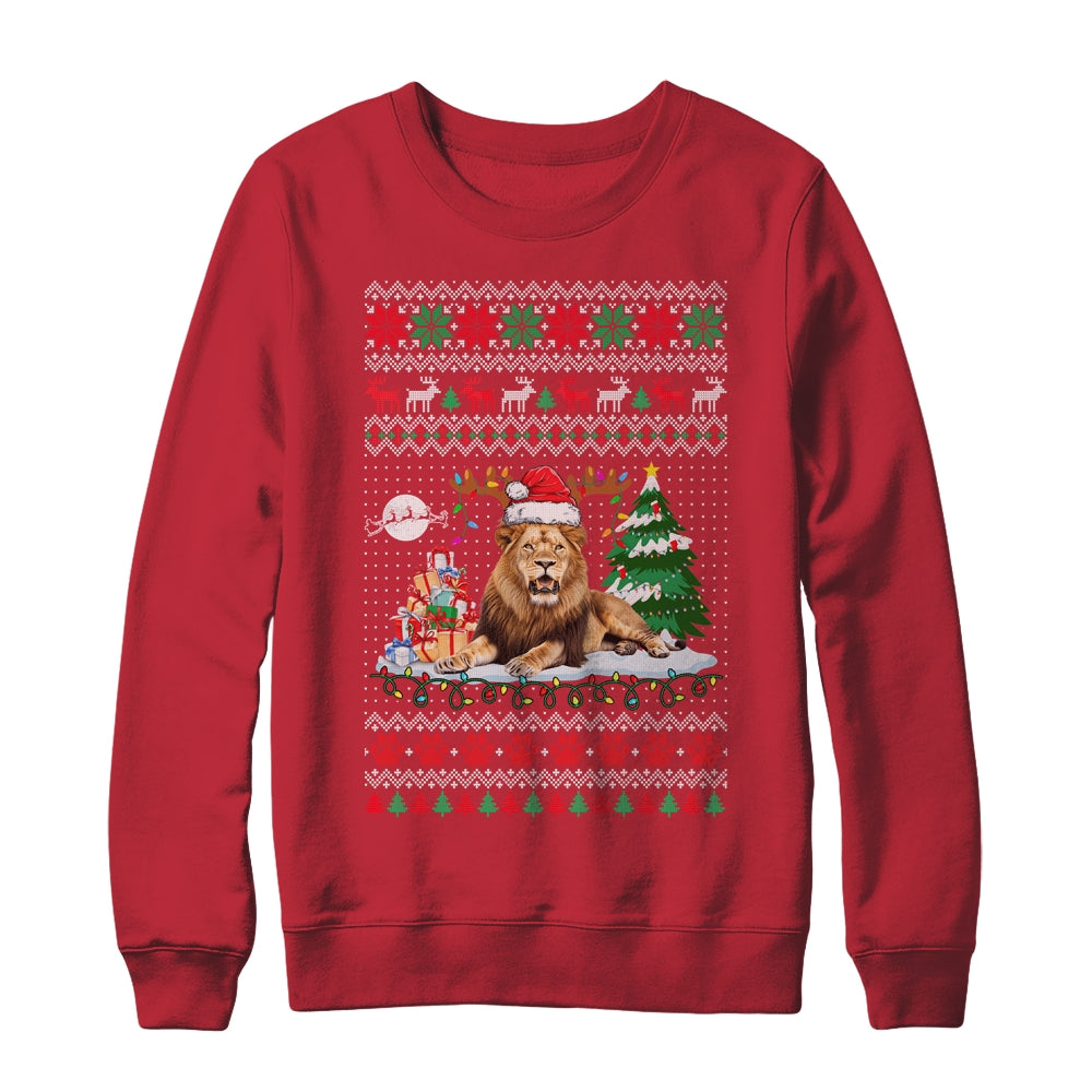 Santa Reindeer Lion Ugly Christmas Xmas Ornaments Family Shirt & Sweatshirt | teecentury