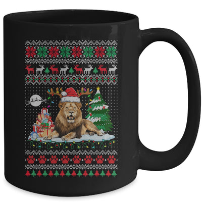 Santa Reindeer Lion Ugly Christmas Xmas Ornaments Family Mug | teecentury