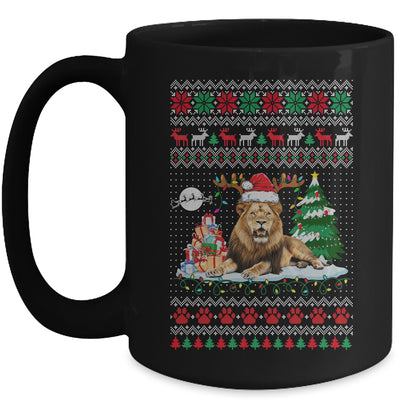 Santa Reindeer Lion Ugly Christmas Xmas Ornaments Family Mug | teecentury