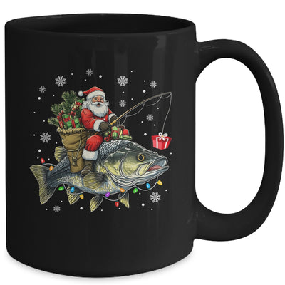 Santa Riding Bass Fish Christmas Fishing Lover Funny Xmas Mug | teecentury