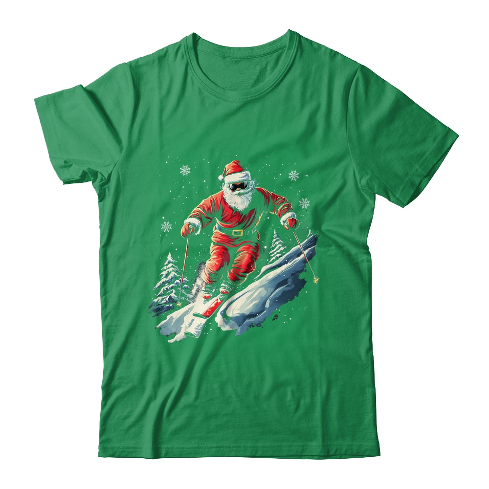Santa Skiing Xmas Funny Christmas Skier Ski Racer Lover Men Shirt & Sweatshirt | teecentury