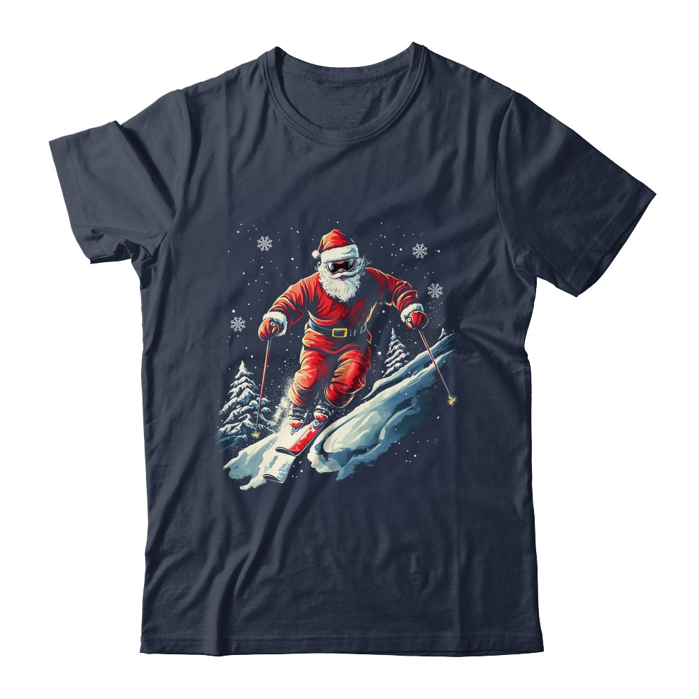 Santa Skiing Xmas Funny Christmas Skier Ski Racer Lover Men Shirt & Sweatshirt | teecentury