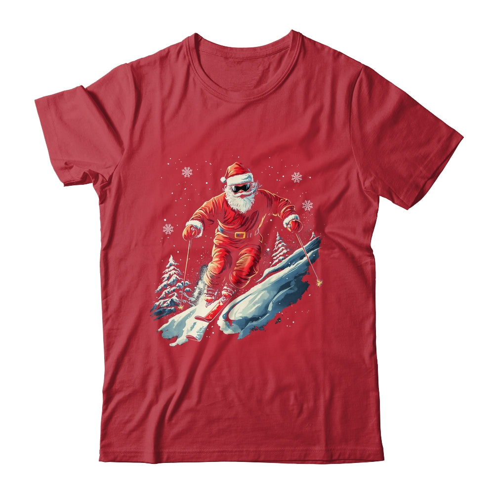 Santa Skiing Xmas Funny Christmas Skier Ski Racer Lover Men Shirt & Sweatshirt | teecentury