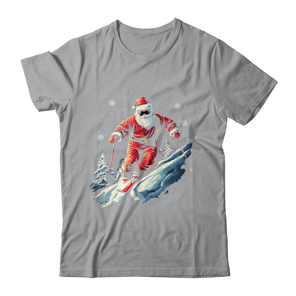 Santa Skiing Xmas Funny Christmas Skier Ski Racer Lover Men Shirt & Sweatshirt | teecentury