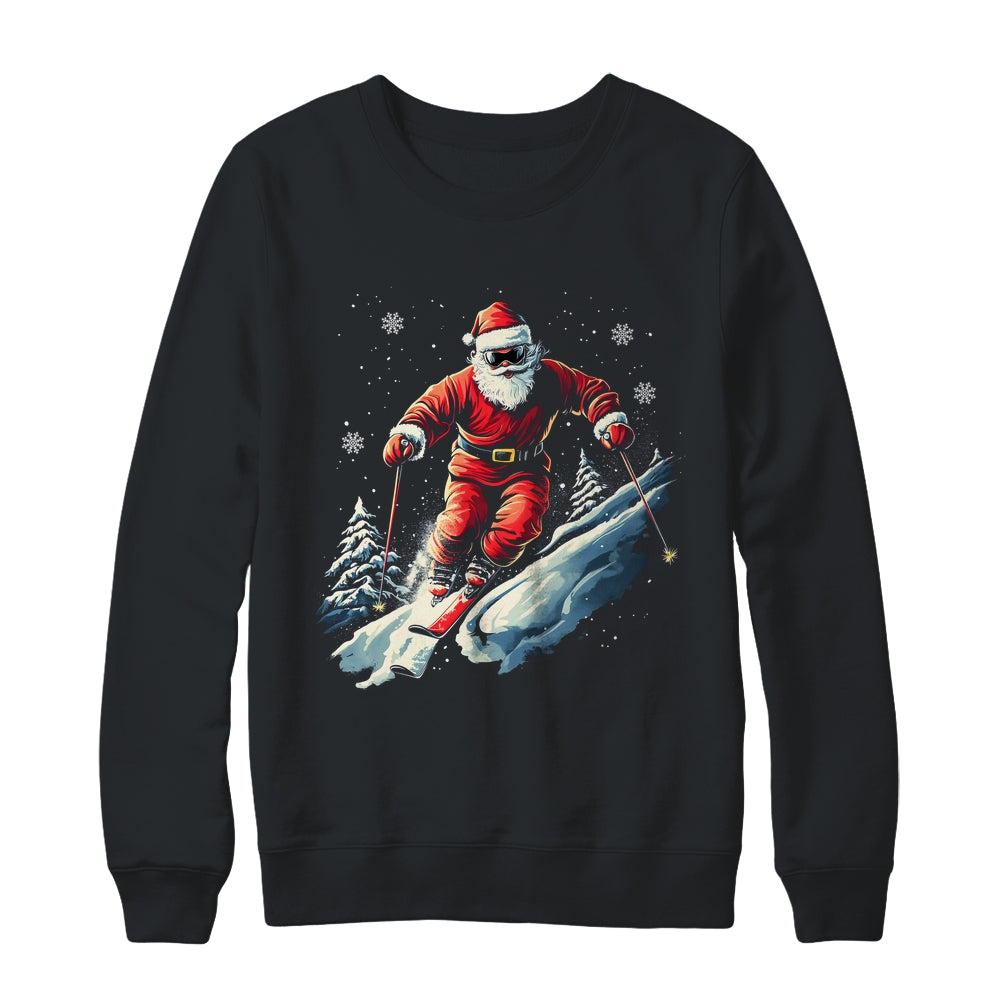 Santa Skiing Xmas Funny Christmas Skier Ski Racer Lover Men Shirt & Sweatshirt | teecentury