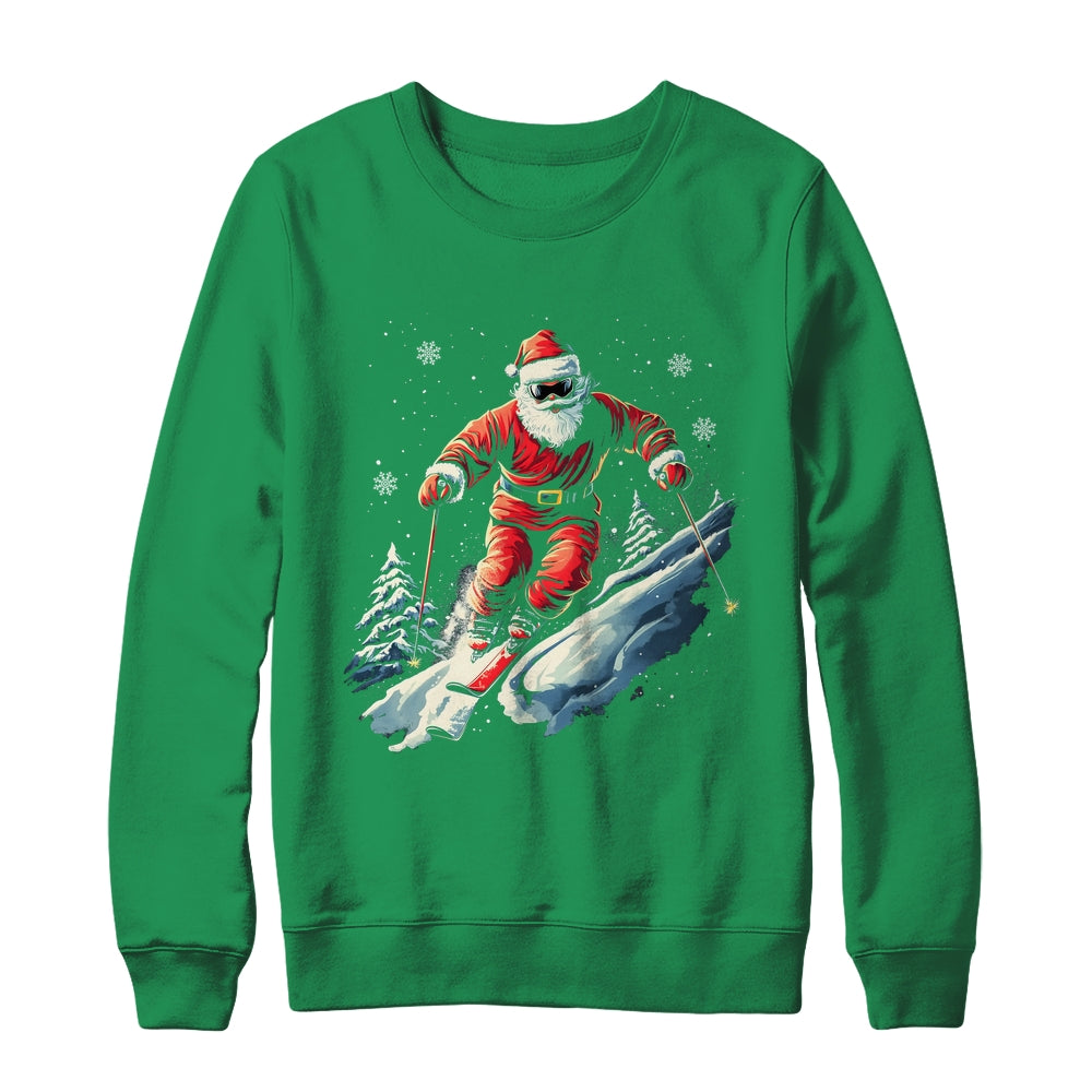 Santa Skiing Xmas Funny Christmas Skier Ski Racer Lover Men Shirt & Sweatshirt | teecentury
