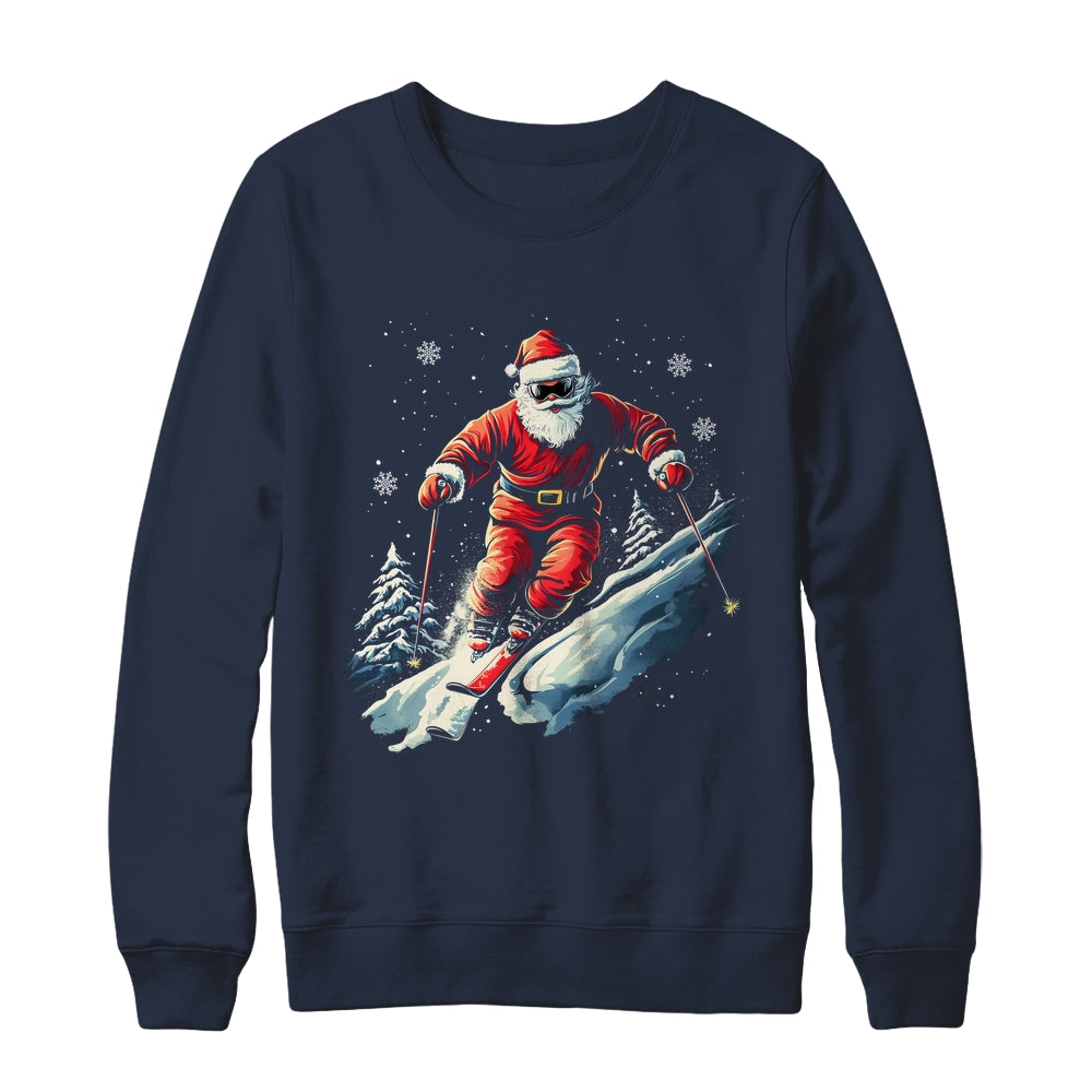 Santa Skiing Xmas Funny Christmas Skier Ski Racer Lover Men Shirt & Sweatshirt | teecentury