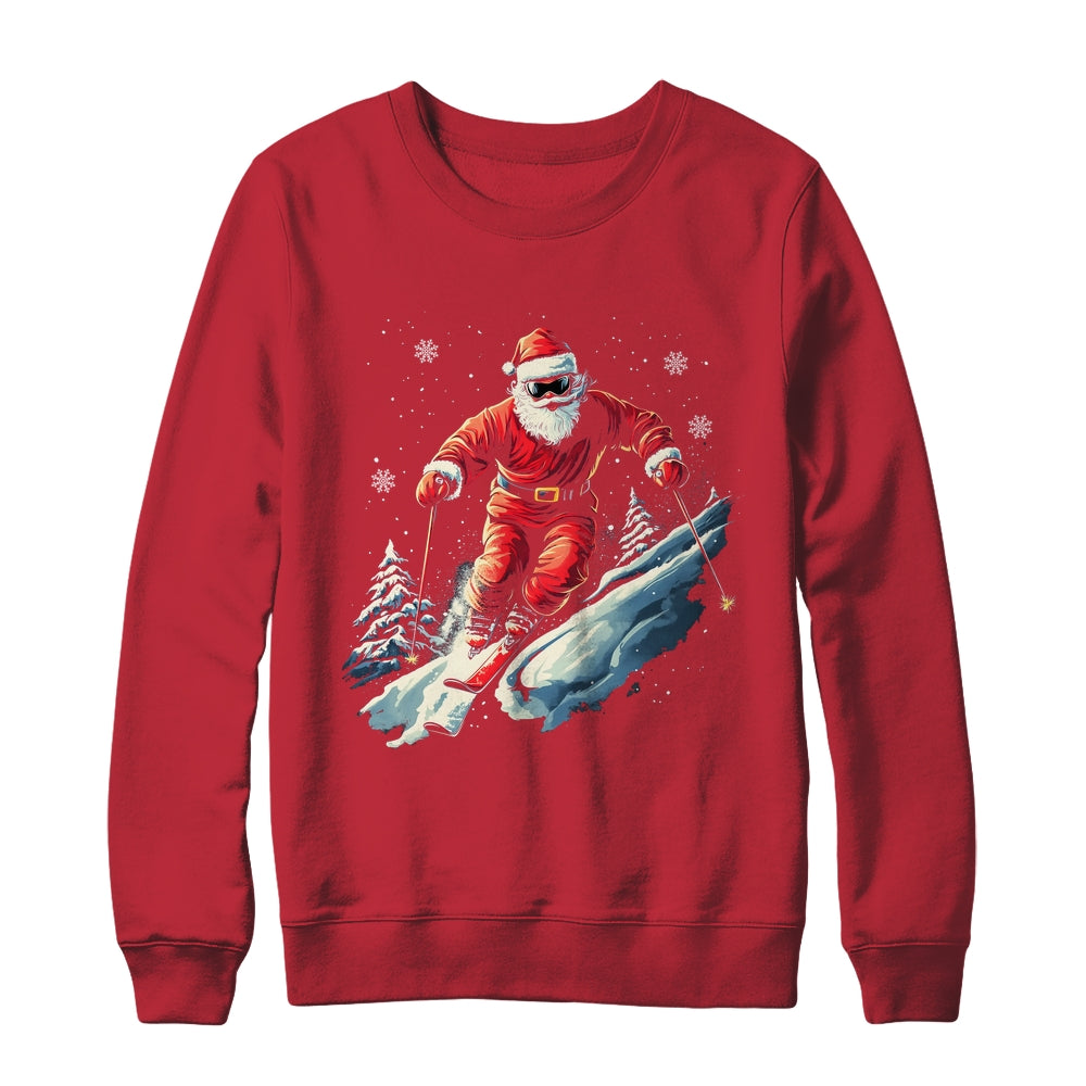 Santa Skiing Xmas Funny Christmas Skier Ski Racer Lover Men Shirt & Sweatshirt | teecentury