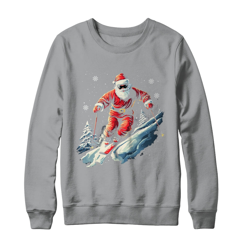 Santa Skiing Xmas Funny Christmas Skier Ski Racer Lover Men Shirt & Sweatshirt | teecentury