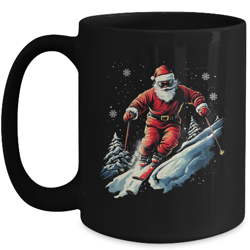 Santa Skiing Xmas Funny Christmas Skier Ski Racer Lover Men Mug | teecentury