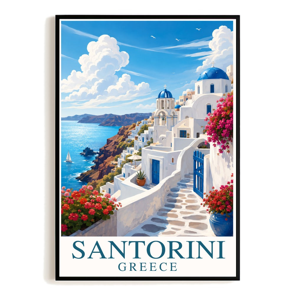 Santorini Greece Travel Poster Vintage Wall Art Decor Souvenir Landscape Print Painting For Home Living Room Office Bedroom Unframed | teecentury