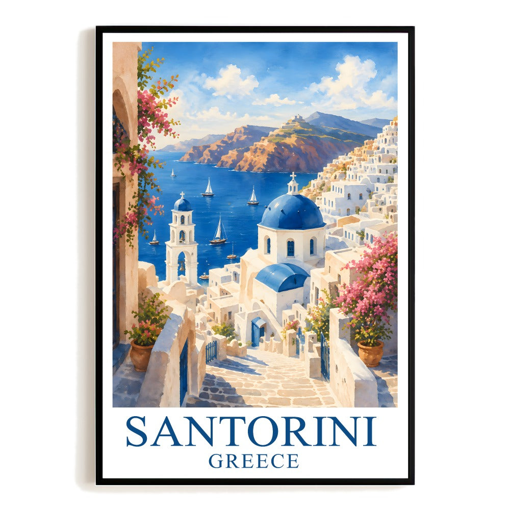 Santorini Greece Travel Poster Vintage Wall Art Decor Souvenir Landscape Print Painting Picture For Home Living Room Office Bedroom Kitchen Decor Unframed | teecentury