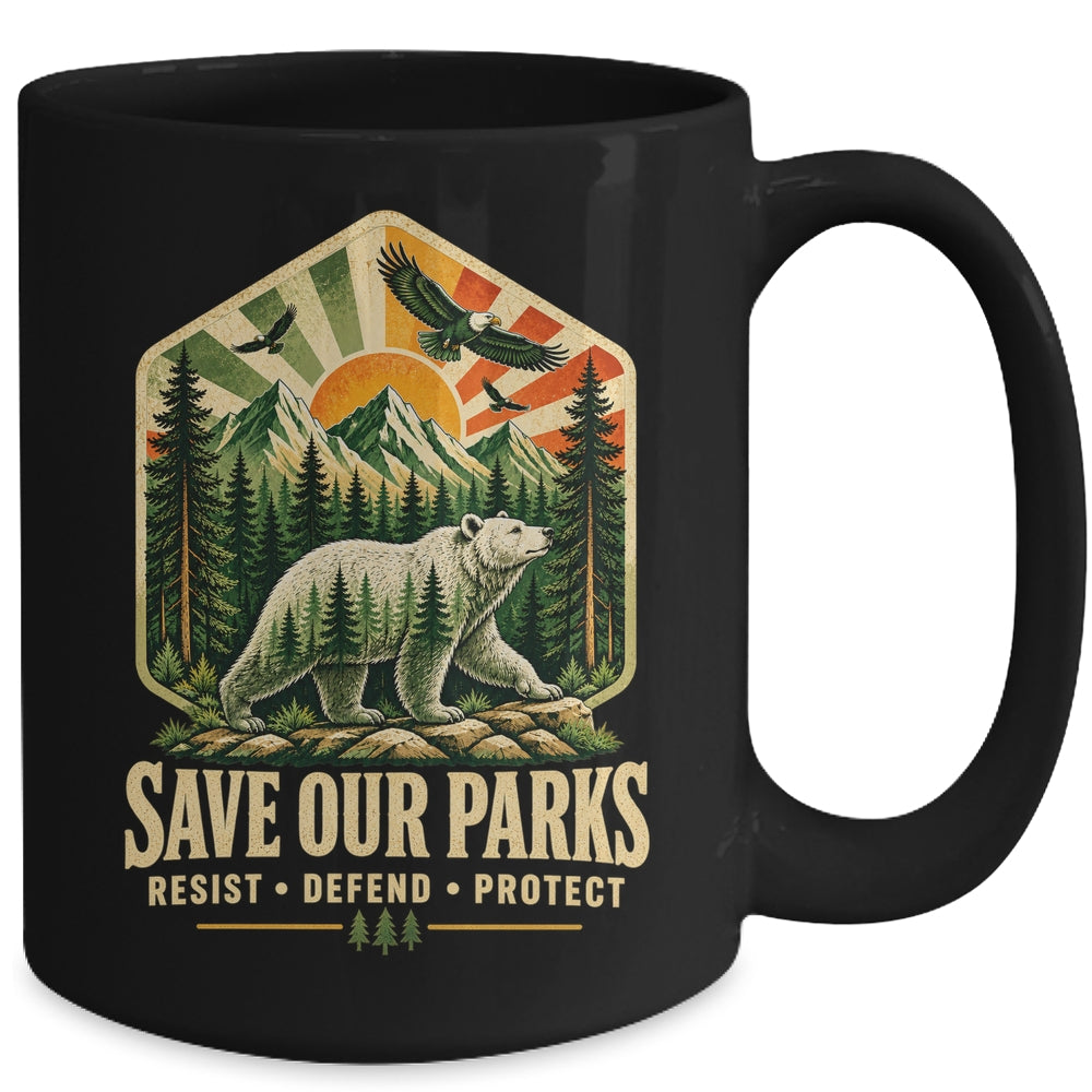 Save Our Parks Nature Hiking Camping Outdoor Vintage Graphic Mug | teecentury