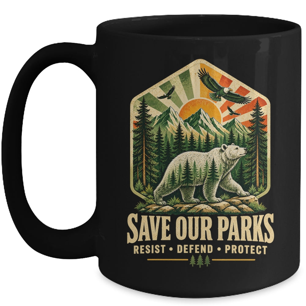 Save Our Parks Nature Hiking Camping Outdoor Vintage Graphic Mug | teecentury
