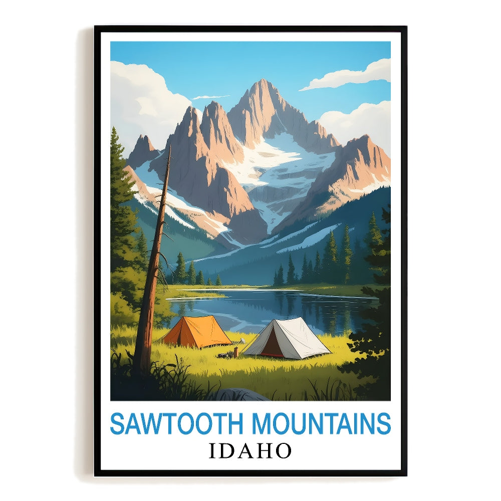 Sawtooth Mountains Idaho Print Vintage Travel Lovers Poster Nature Art Landscape Wall Art Painting Picture Ideal For Home Room Living Room Office Bedroom Decor Unframed | teecentury