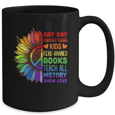 Say Gay Protect Trans Kids Read Banned Books LGBT Flower Mug | teecentury