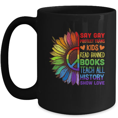 Say Gay Protect Trans Kids Read Banned Books LGBT Flower Mug | teecentury