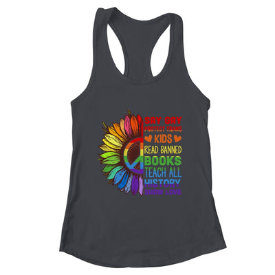 Say Gay Protect Trans Kids Read Banned Books LGBT Flower Shirt & Tank Top | teecentury