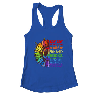 Say Gay Protect Trans Kids Read Banned Books LGBT Flower Shirt & Tank Top | teecentury