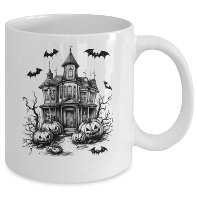 Scary Halloween House Spooky Season Bats Pumpkins Costume Mug | teecentury