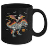 Scary Skeleton Riding Dinosaur T-Rex Halloween Pumpkin Mug | teecentury