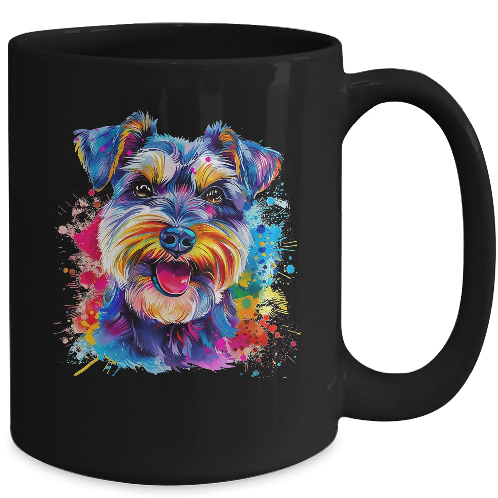 Schnauzer Mom Lover Puppy Dog Watercolor Tie Dye Painting Mug | teecentury