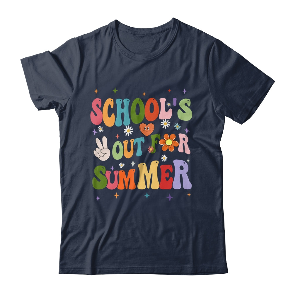 School's Out For Summer Graduation Teacher Kids Retro Groovy Shirt & Hoodie | teecentury