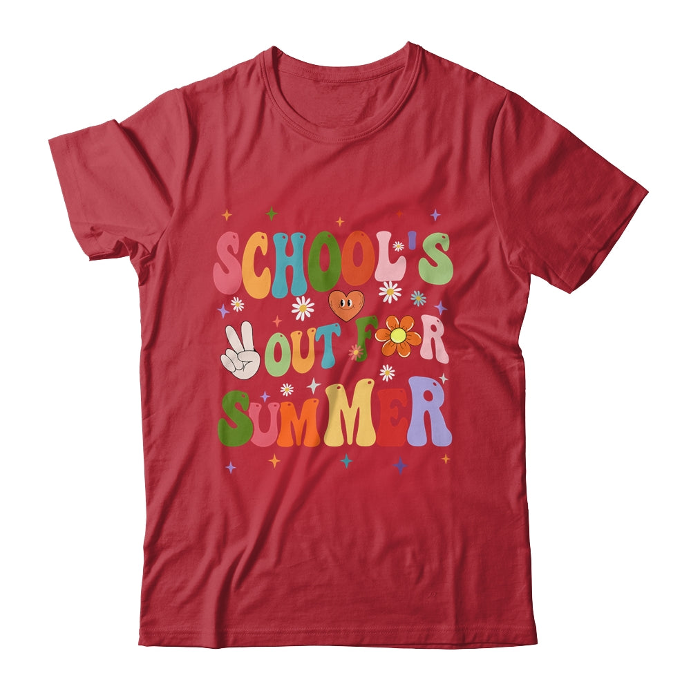 School's Out For Summer Graduation Teacher Kids Retro Groovy Shirt & Hoodie | teecentury
