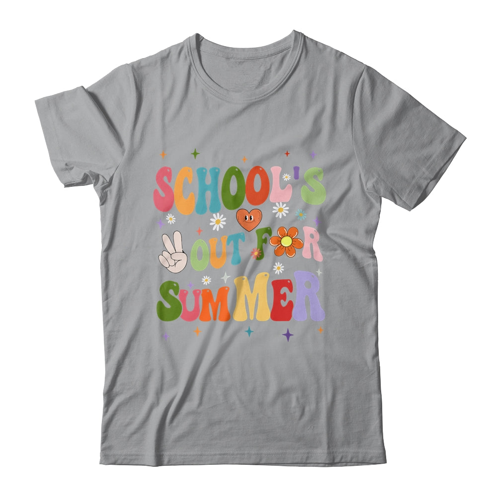 School's Out For Summer Graduation Teacher Kids Retro Groovy Shirt & Hoodie | teecentury