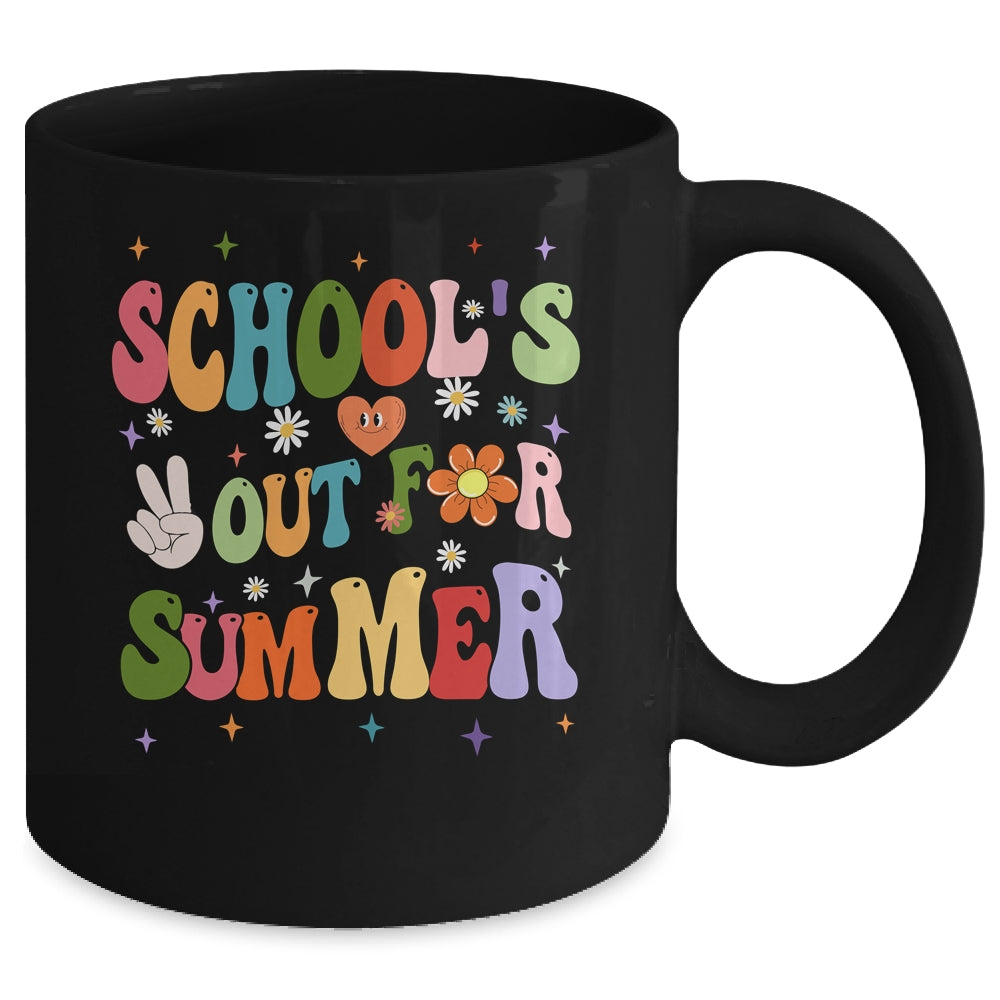 School's Out For Summer Graduation Teacher Kids Retro Groovy Mug | teecentury