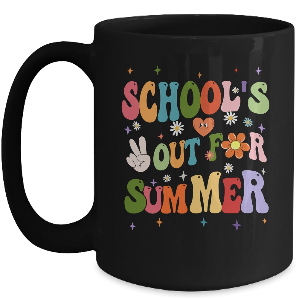 School's Out For Summer Graduation Teacher Kids Retro Groovy Mug | teecentury