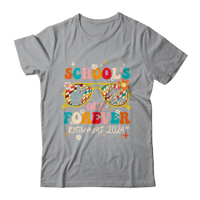 School's Out Forever Retired Teacher Retirement 2024 Groovy Shirt & Tank Top | teecentury