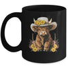 Scottish Cute Highland Cow Cattle Hairy Cow Flowers Women Mug | teecentury