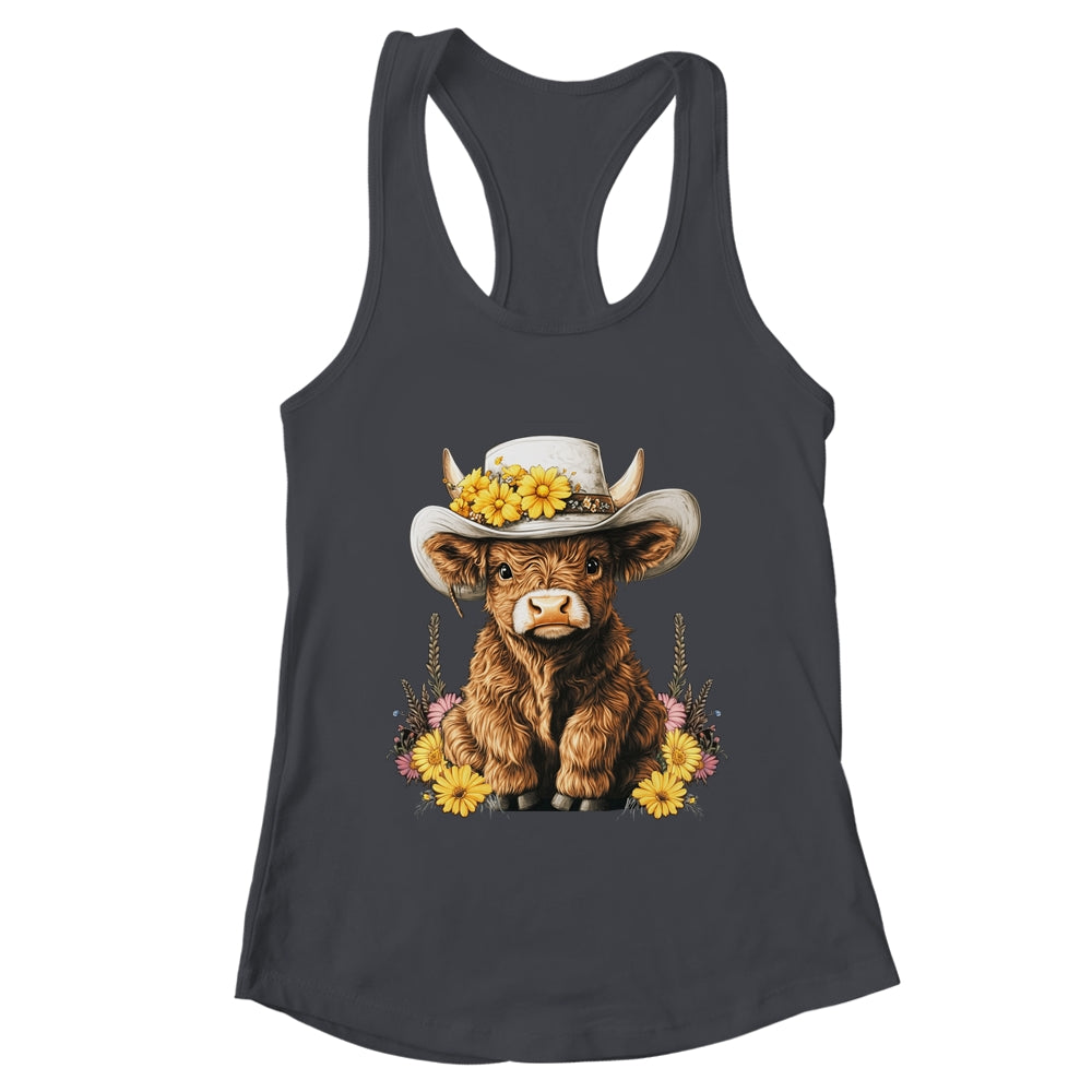 Scottish Cute Highland Cow Cattle Hairy Cow Flowers Women Shirt & Tank Top | teecentury