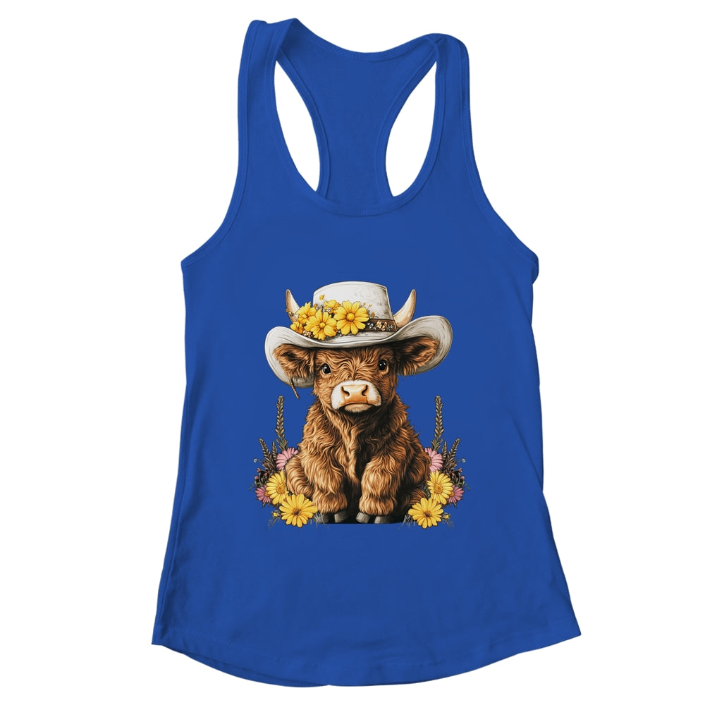 Scottish Cute Highland Cow Cattle Hairy Cow Flowers Women Shirt & Tank Top | teecentury