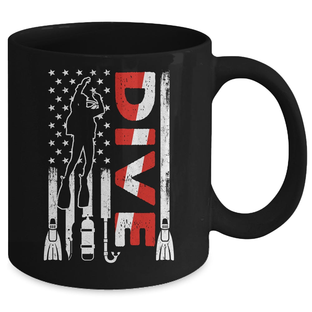 Scuba Diving For Men Women Scuba Diving American Flag Mug | teecentury