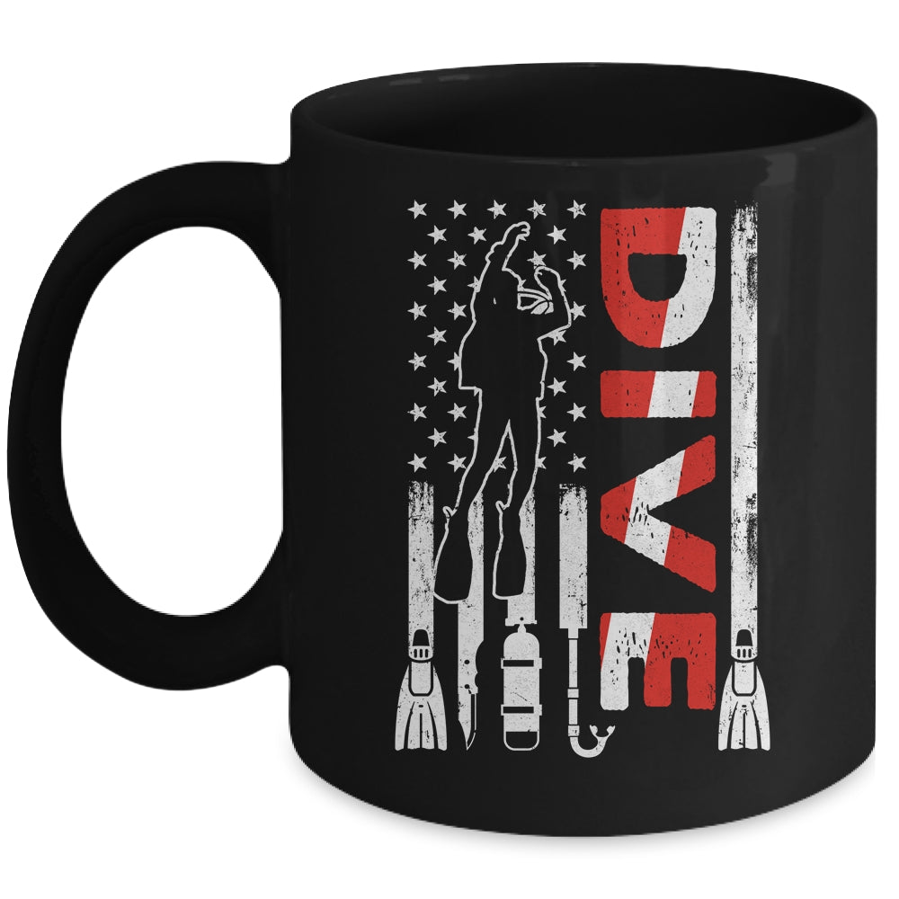 Scuba Diving For Men Women Scuba Diving American Flag Mug | teecentury