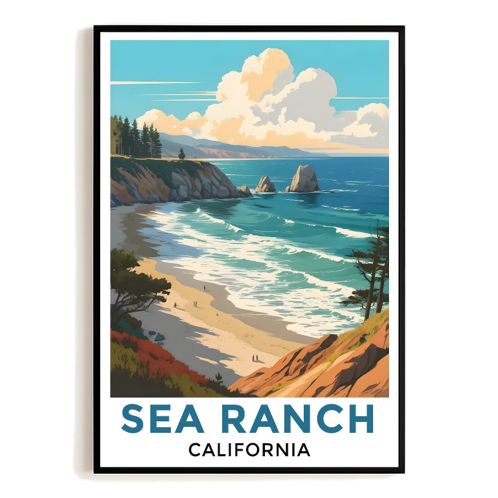 Sea Ranch California Travel Poster Vintage Coastal Scenery Souvenir Wall Art Landscape Print Painting Picture For Home Room Living Room Office Bedroom Decor Unframed | teecentury