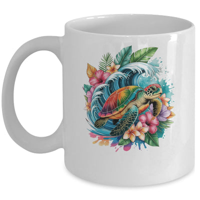 Sea Turtle Summer Vacation Ocean Tropical Flowers Hawaii Mug | teecentury