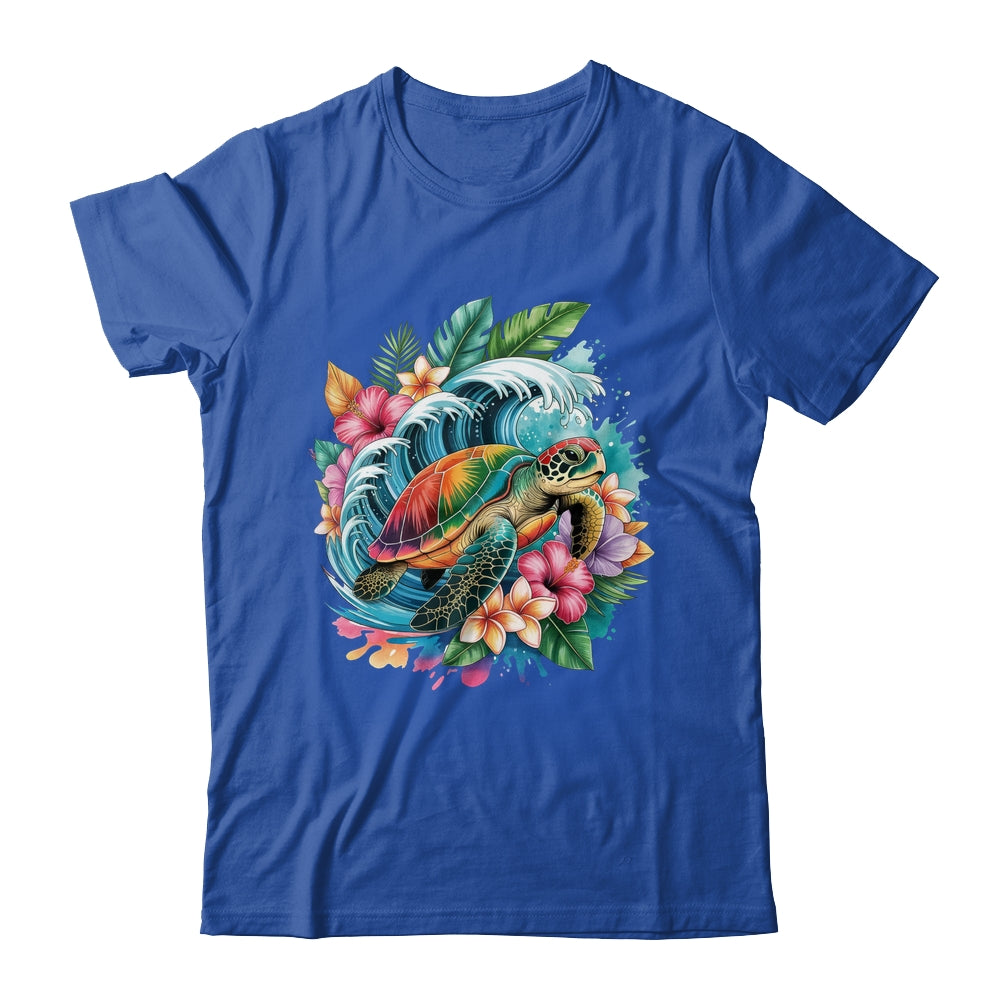 Sea Turtle Summer Vacation Ocean Tropical Flowers Hawaii Shirt & Tank Top | teecentury