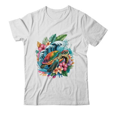 Sea Turtle Summer Vacation Ocean Tropical Flowers Hawaii Shirt & Tank Top | teecentury