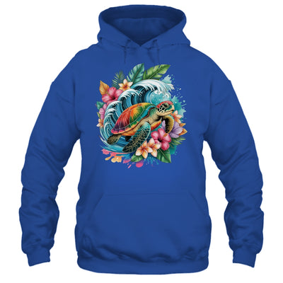 Sea Turtle Summer Vacation Ocean Tropical Flowers Hawaii Shirt & Tank Top | teecentury