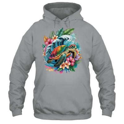 Sea Turtle Summer Vacation Ocean Tropical Flowers Hawaii Shirt & Tank Top | teecentury