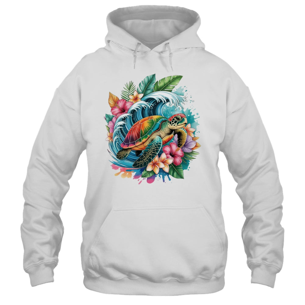 Sea Turtle Summer Vacation Ocean Tropical Flowers Hawaii Shirt & Tank Top | teecentury