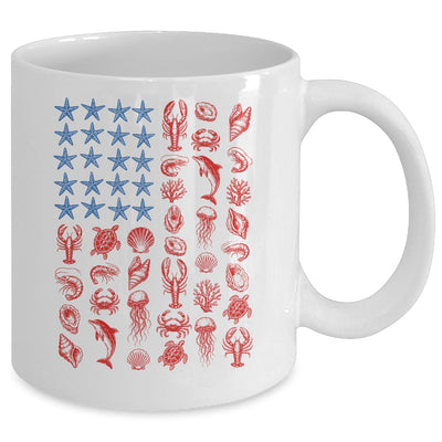 Seashell USA Flag 4Th Of July Men Women Kids Summer Coastal Mug | teecentury