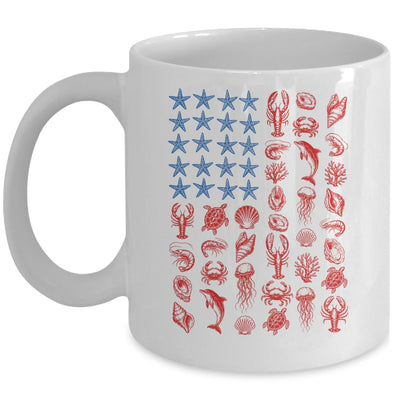 Seashell USA Flag 4Th Of July Men Women Kids Summer Coastal Mug | teecentury