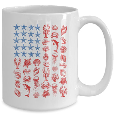 Seashell USA Flag 4Th Of July Men Women Kids Summer Coastal Mug | teecentury