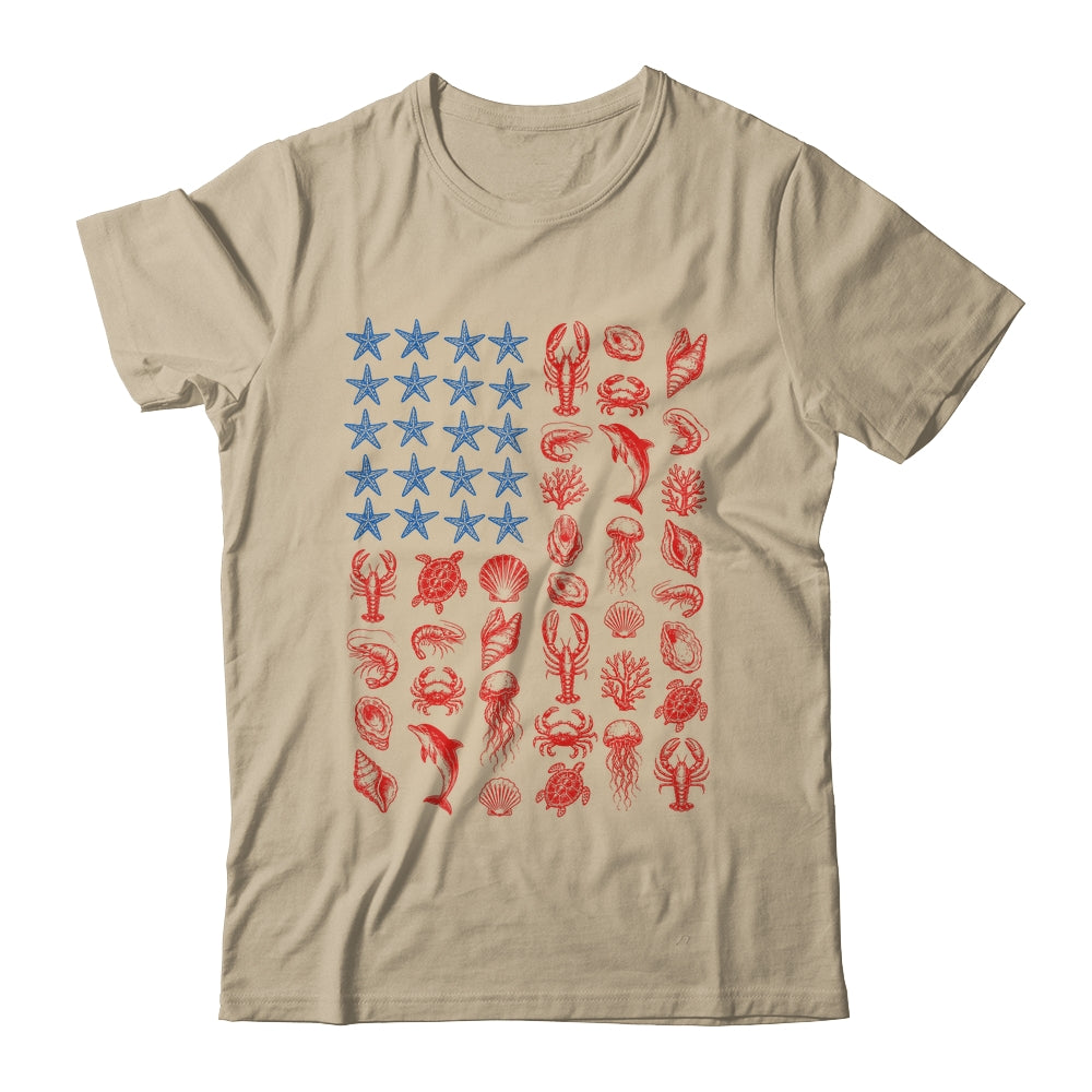 Seashell USA Flag 4Th Of July Men Women Kids Summer Coastal Shirt & Tank Top | teecentury