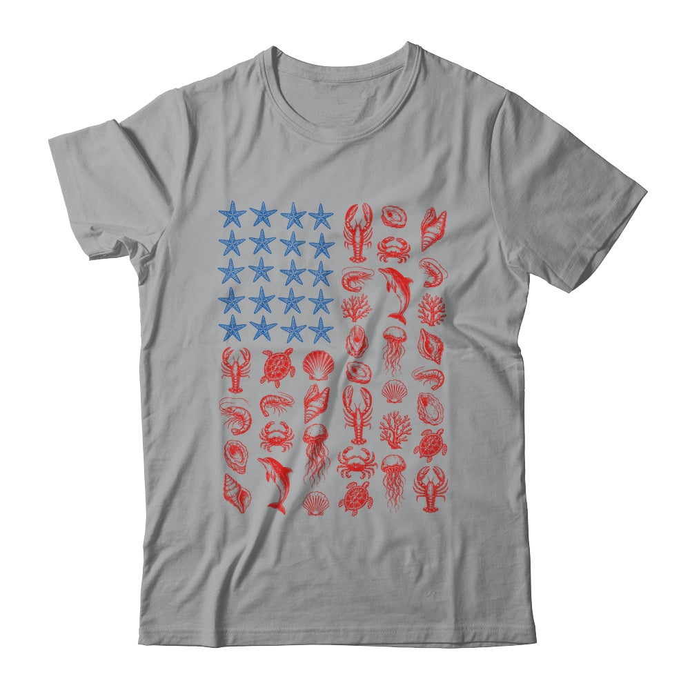 Seashell USA Flag 4Th Of July Men Women Kids Summer Coastal Shirt & Tank Top | teecentury