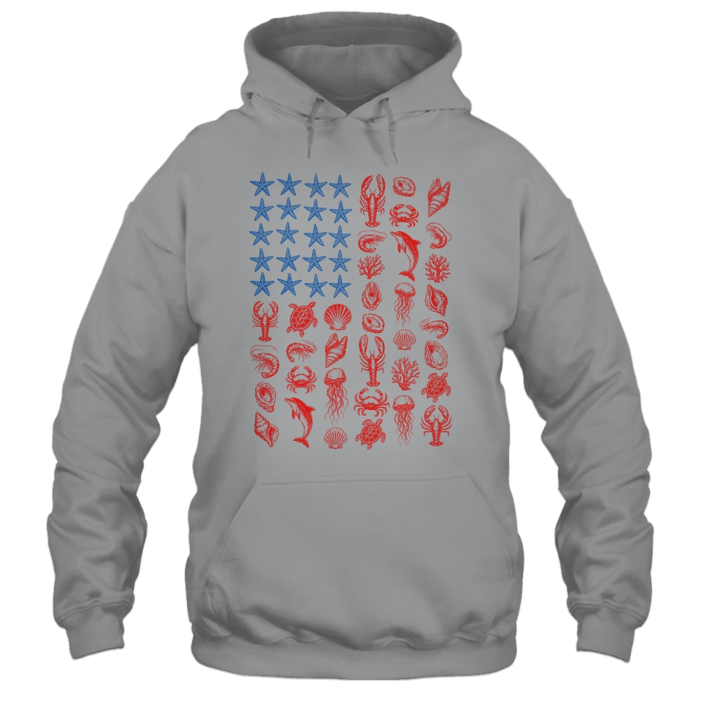 Seashell USA Flag 4Th Of July Men Women Kids Summer Coastal Shirt & Tank Top | teecentury